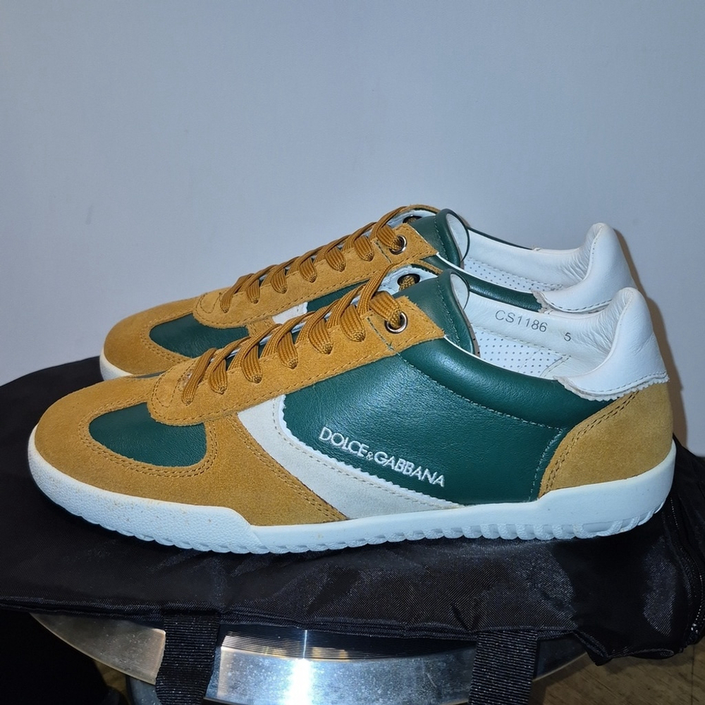Dolce & Gabbana Low Profile Trainers Tan Suede & Green Leather. sz.8. (#1742) - Picture 8 of 16